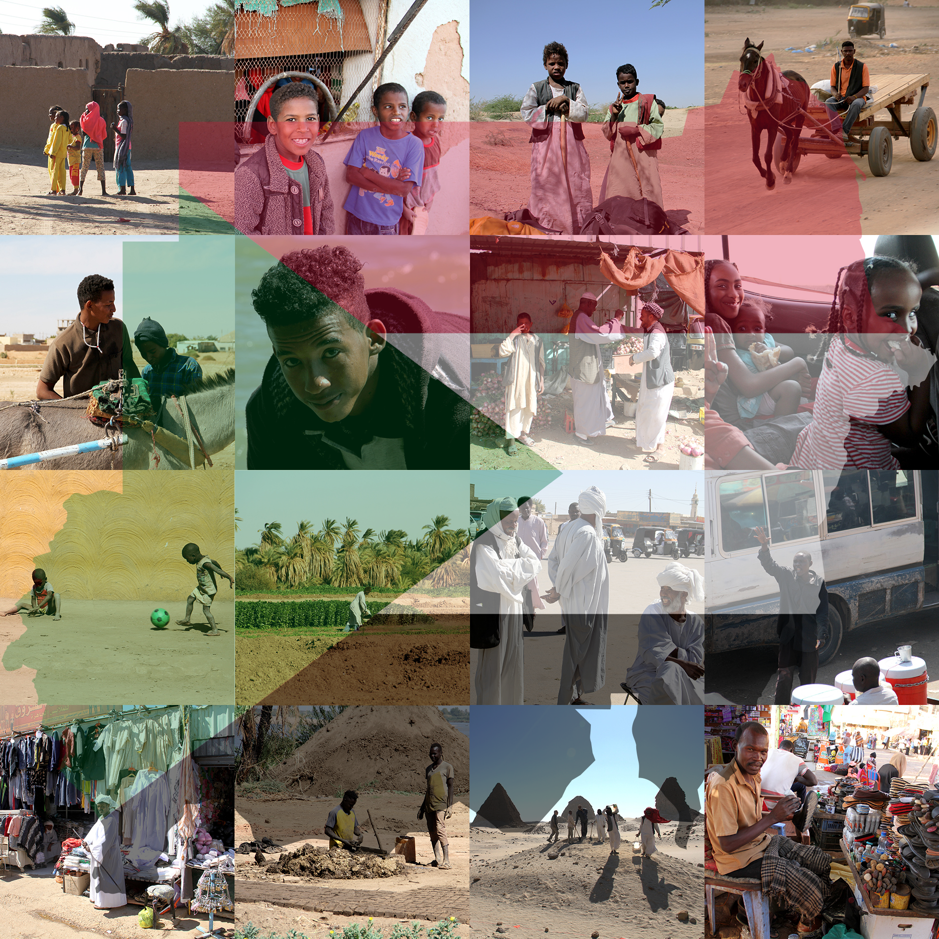 The People of Sudan Map with Flag Colors